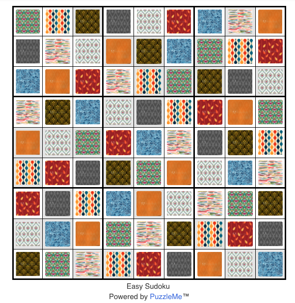 A pictorial sudoku (picdoku) created with images of patterns (instead of numbers)