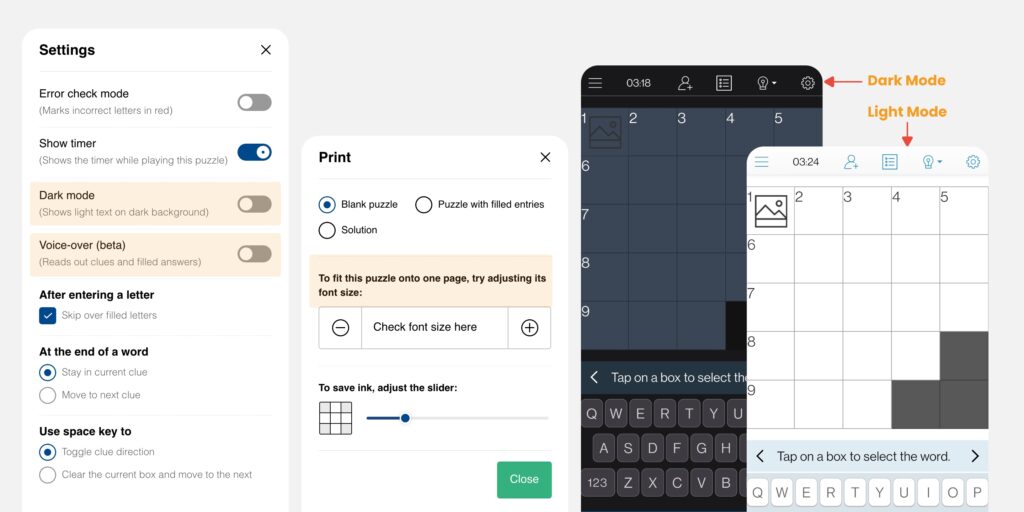 PuzzleMe Features - Accessibility