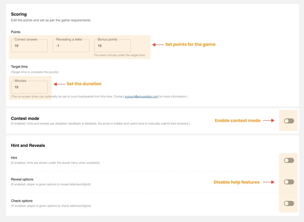 PuzzleMe Features - Contests and Scoring