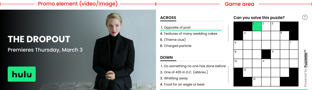 Crossword Interactive Ad for Hulu