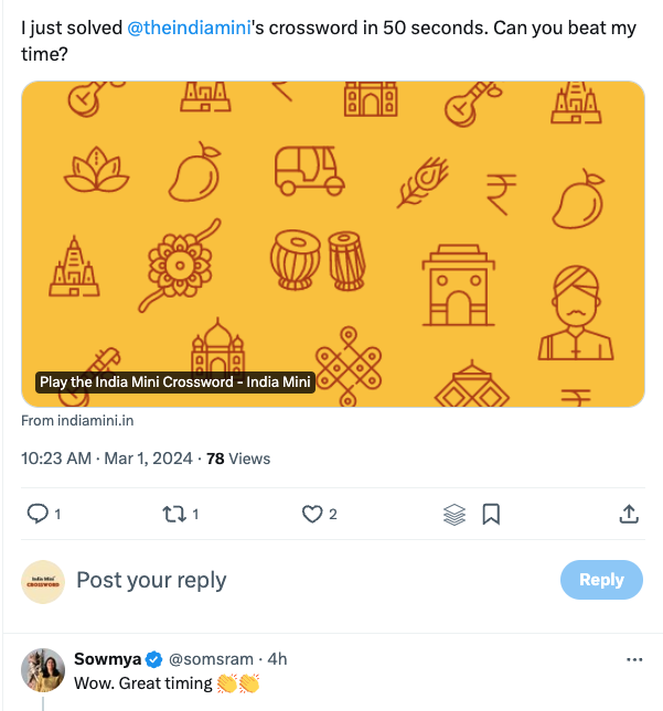 India Mini crossword on Twitter