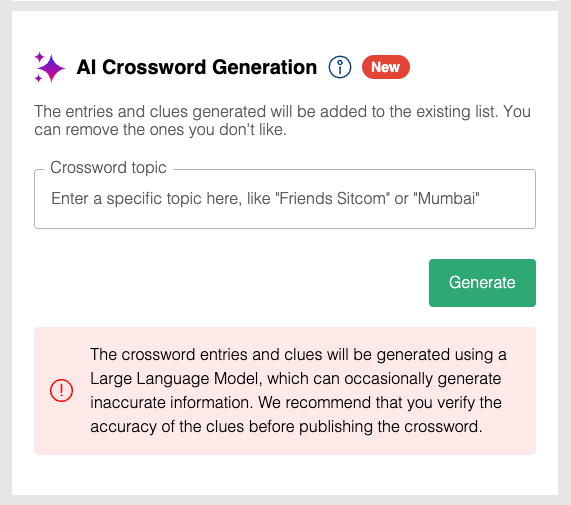 AI Crossword Generator by PuzzleMe AI Crossword Generator by PuzzleMe